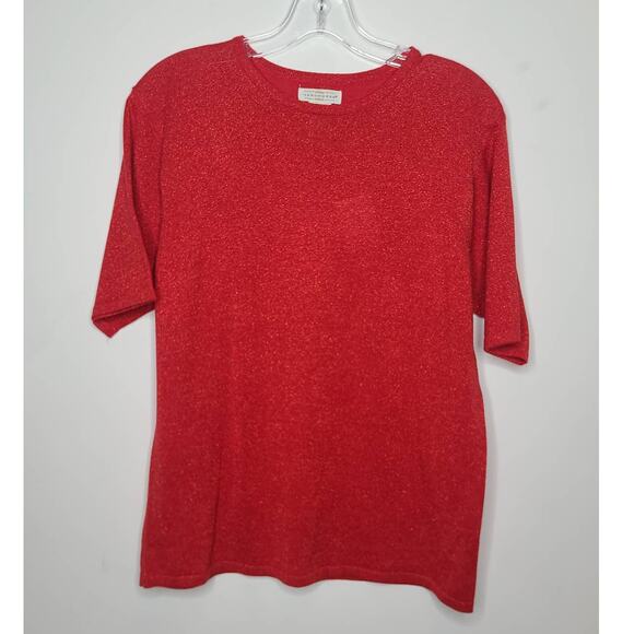 NWT Yarnworks metallic red short sleeve sweater - small - Picture 1 of 3